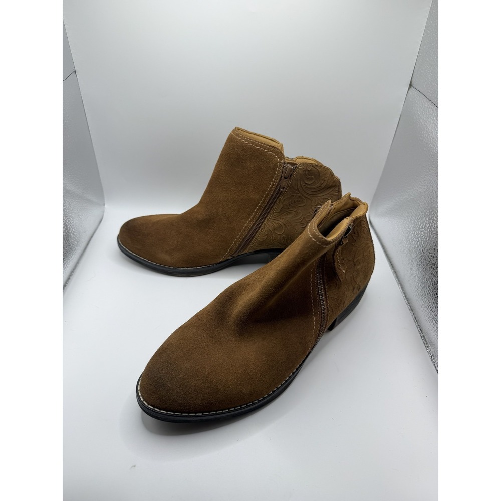 Biza Cyprus Women 41 Eu Bootie Whiskey Brown Suede Ankle Round Toe Side Zip Boot